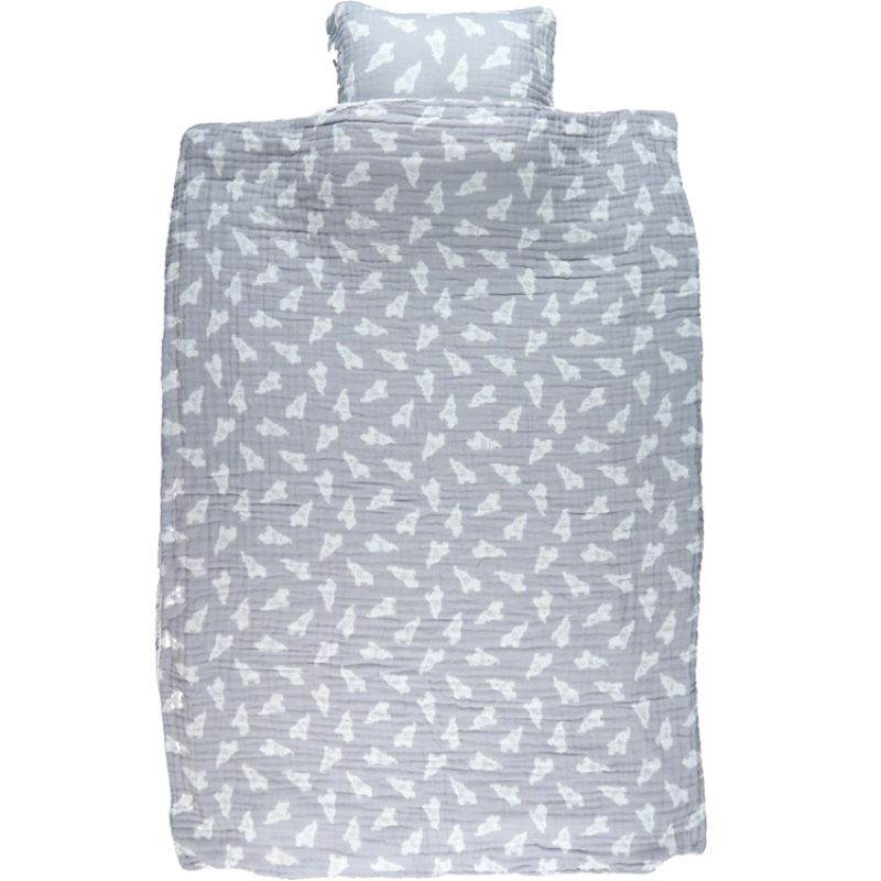 Housse de couette en coton bio Eléphant gris (100 x 140 cm) Noukie's