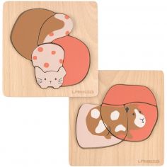 Puzzle en bois 2 pièces Little Mateys Chat-Cochon d'Inde - Lässig 