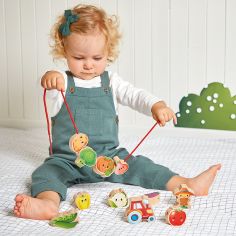Perles à enfiler en bois Ferme potager (11 pièces)