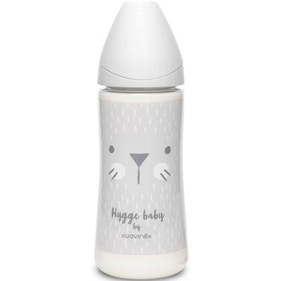 Biberon Hygge Baby moustaches lapin gris (360 ml)  par Suavinex