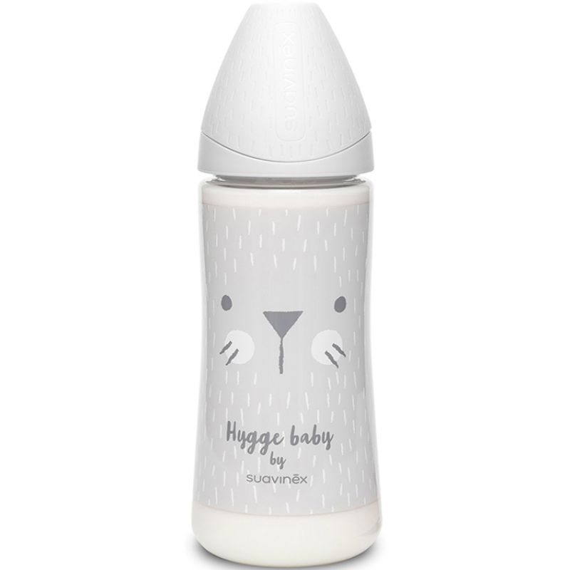 Biberon Hygge Baby moustaches lapin gris (360 ml) Suavinex