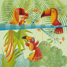Tableau Tropical Mix by Leïla Brient Toucans party (40 x 40 cm)  par Lilipinso