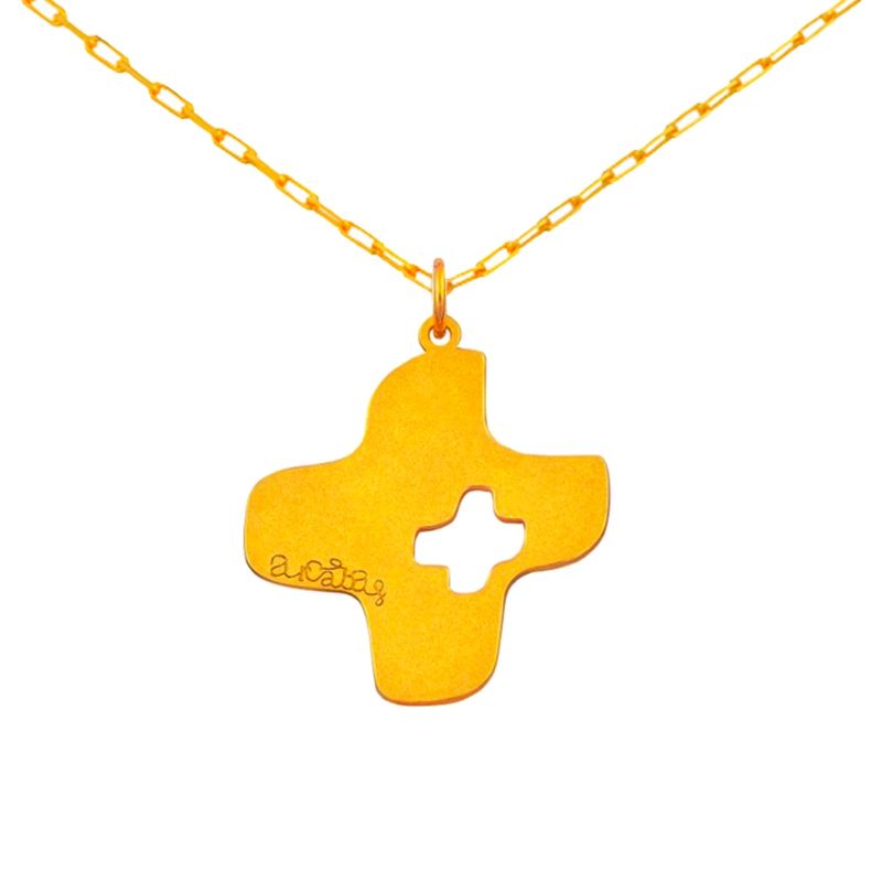 Bijou croix et anneau sur chaîne (or jaune 18 carats) Maison La Couronne