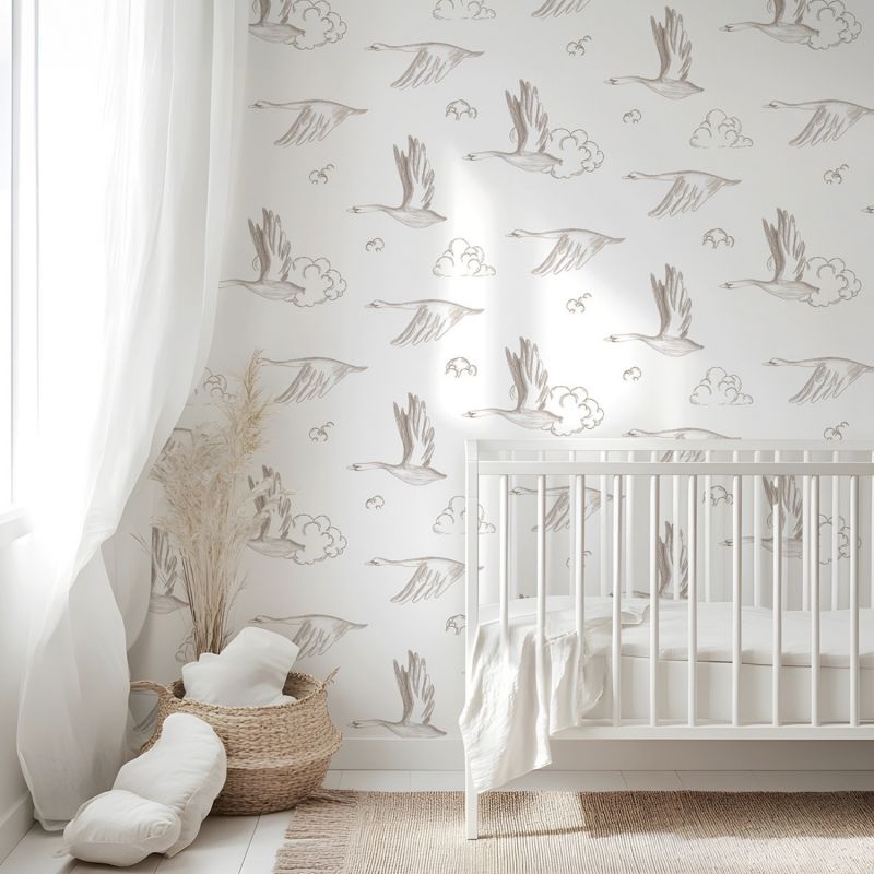 Papier peint Oies et nuages sepia (50 cm x 10m)  Lilipinso Ambiance 2