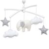 Mobile musical éléphant blanc et gris (mélodie au choix) - Pouce et Lina