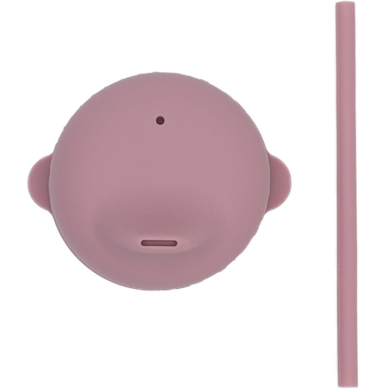 Bec anti-fuite + mini paille pour gobelet en silicone dusty rose We Might Be Tiny