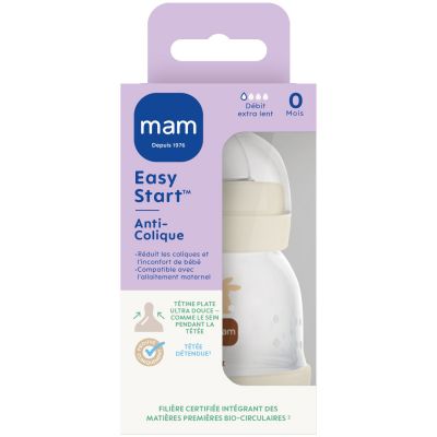 Biberon Easy Start anti-colique Sable Tétine Débit 0 (130 ml)
