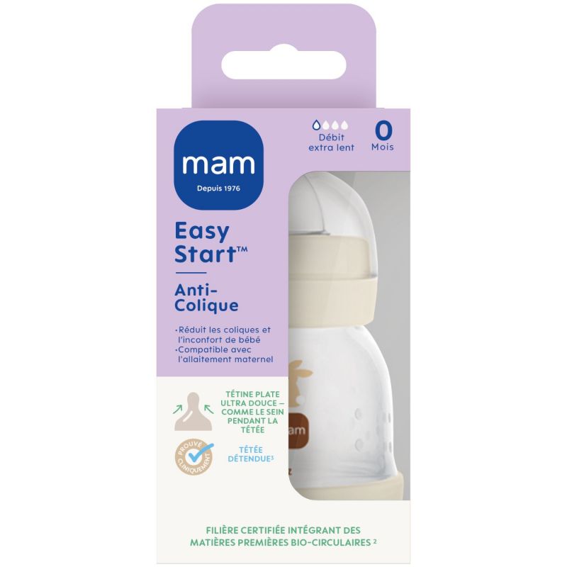 Biberon Easy Start anti-colique Sable Tétine Débit 0 (130 ml) MAM Produit 2