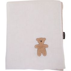 Couverture réversible en mousseline Teddy beige (80 x 100 cm)