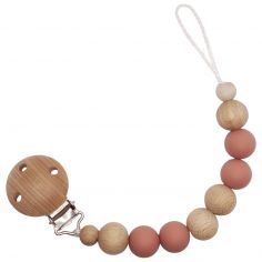 Attache sucette en bois Moon vieux rose - Tata Lucette