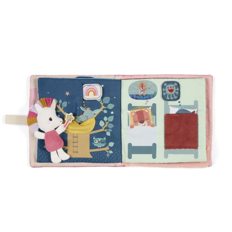 Livre d'activités en tissu Lena Chasse Cauchemars Lilliputiens Produit ouvert 4