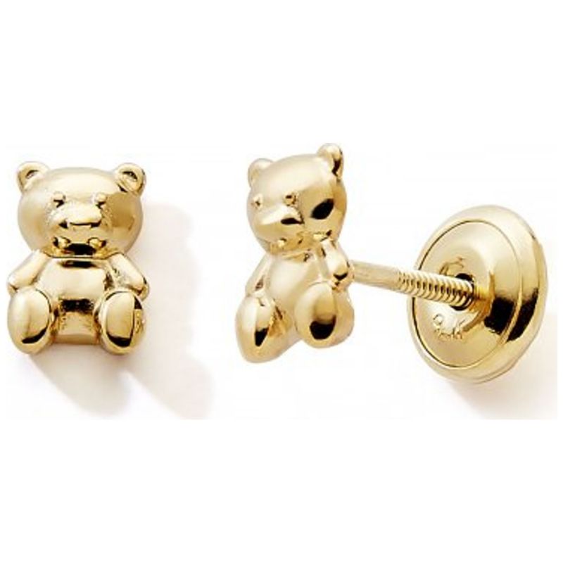 Boucles d'oreilles à vis Ourson (or jaune 375°) Baby bijoux Produit 1