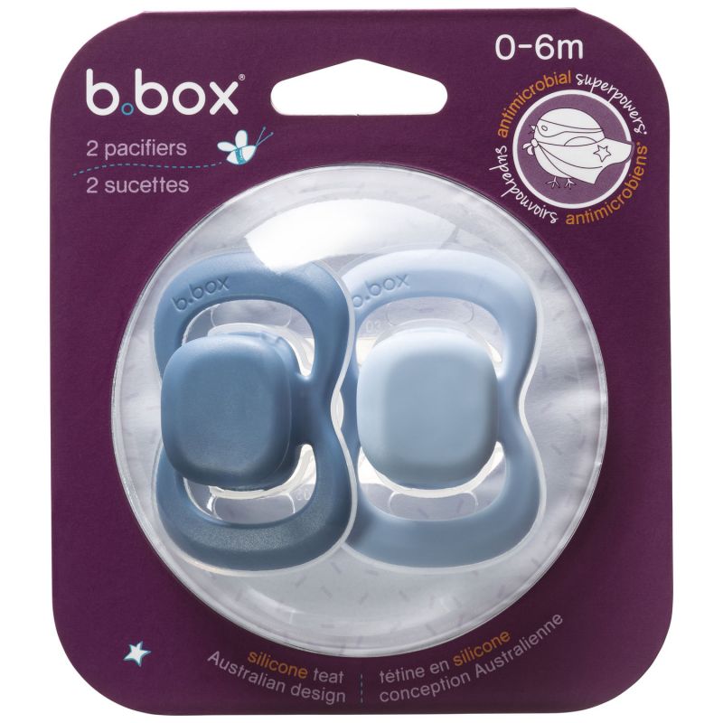 Lot de 2 sucettes symétriques en silicone Ocean-Sky (0-6 mois) B.Box Packaging 9