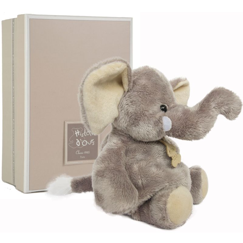 Coffret peluche éléphant gris bleuté (23 cm) Histoire d'Ours