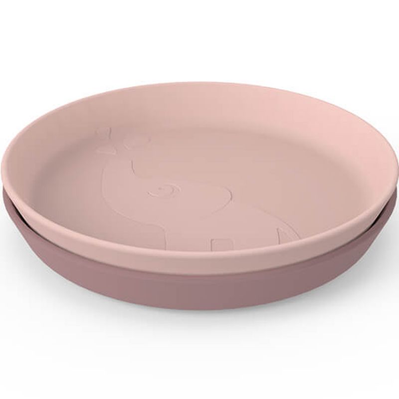 Lot de deux assiettes Kiddish Elphee Rose Done by Deer
