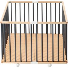 Parc pliant carré en bois Gaby hybride anthracite