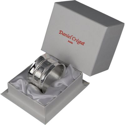 Rond de serviette Perles 2 rangs (métal argenté) dans son coffret