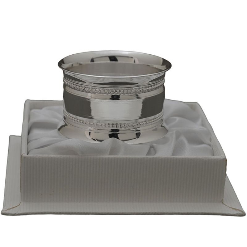 Rond de serviette Perles 2 rangs (métal argenté) dans son coffret Daniel Crégut Produit 3