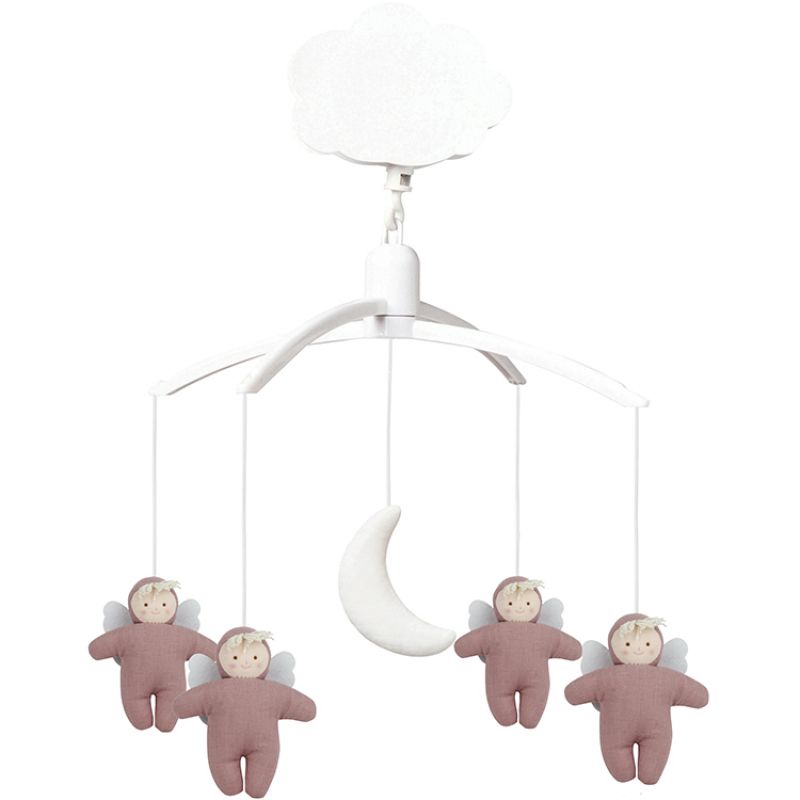 Mobile musical en lin Ange vieux rose Trousselier