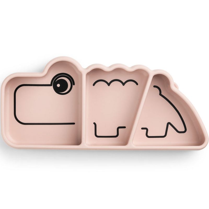 Assiette en silicone avec ventouse Croco Rose Done by Deer