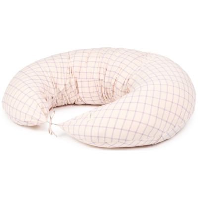 Coussin de maternité Stories Édition limitée Powder mauve grid Nobodinoz