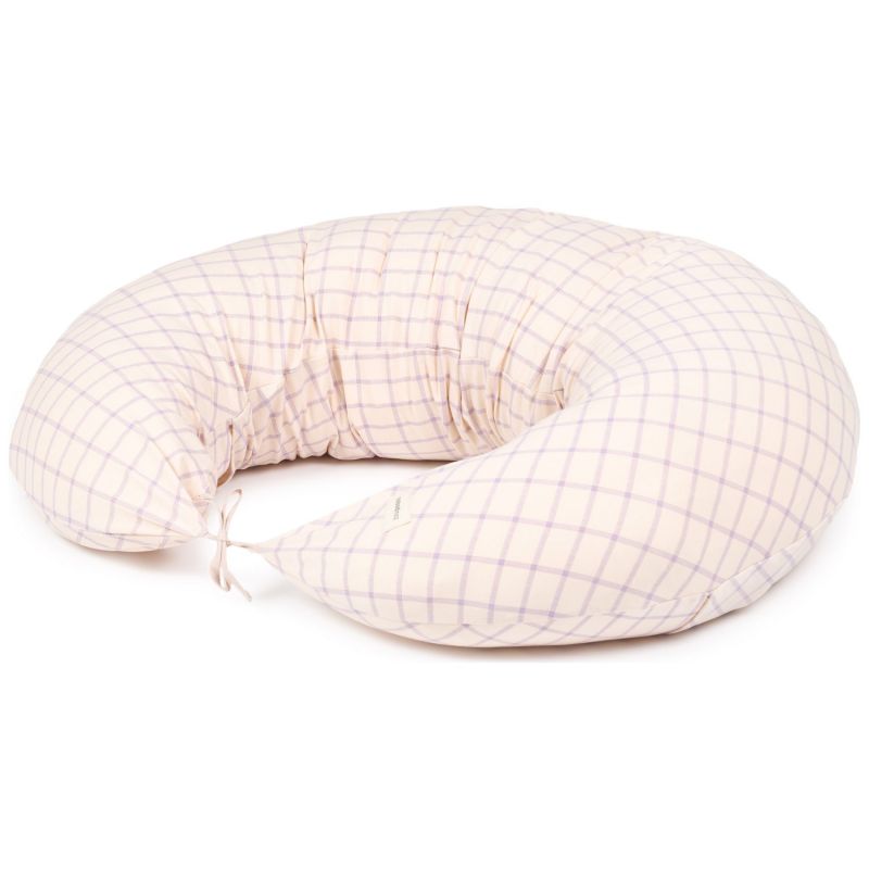 Coussin de maternité Stories Édition limitée Powder mauve grid Nobodinoz Produit 1