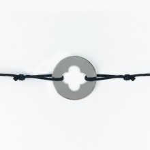 Bracelet cordon bébé médaille Signes Croix Romane 16 mm (or blanc 750°)  par Maison La Couronne