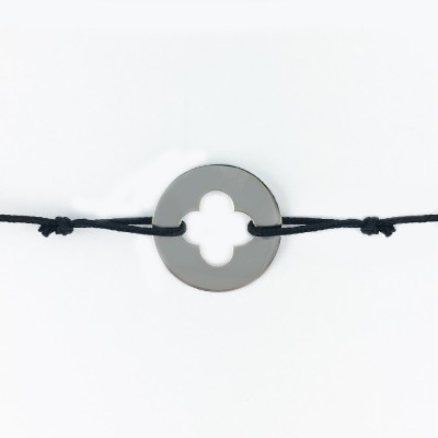 Bracelet cordon bébé médaille Signes Croix Romane 16 mm (or blanc 750°) Maison La Couronne