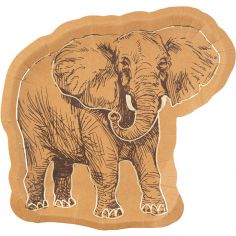 Lot de 8 assiettes Éléphant Safari Kraft - Arty Fêtes Factory
