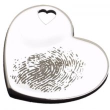 Pendentif empreinte coeur trou coeur avec mousqueton (argent 925°)   par Les Empreintes