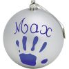Boule de Noël décorative argent avec kit empreinte - Baby Art