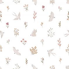 Papier peint Hirondelles et fleurs (50 cm x 10 m) - Lilipinso
