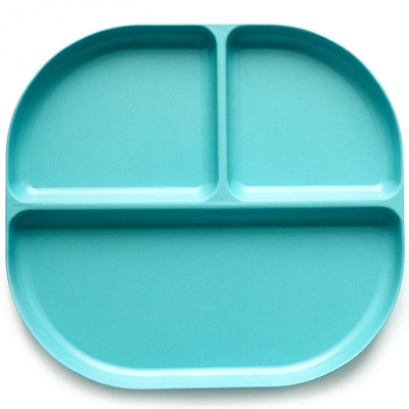 Assiette à compartiments en bambou Bambino turquoise lagon EKOBO