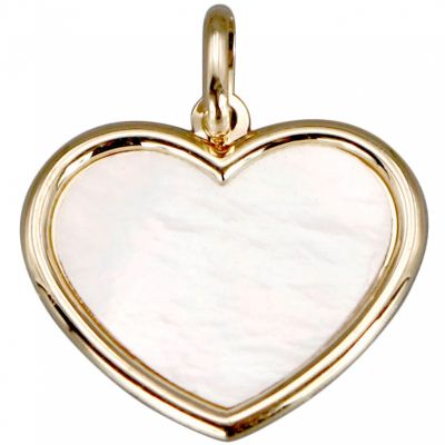 Médaille nacre cœur personnalisable (or jaune 18 carats)  par Aubry-Cadoret