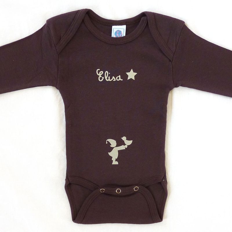 Body chocolat à manches longues personnalisable (12-18 mois) Les Griottes
