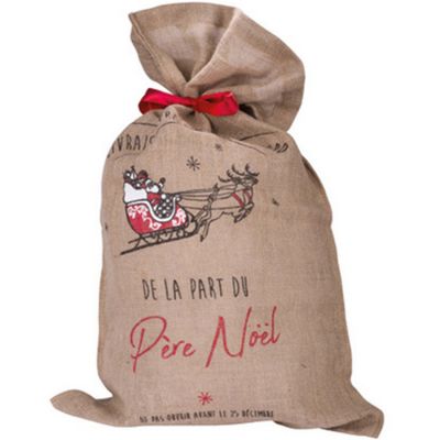 Sac à cadeaux hotte du Père Noël en jute Arty Fêtes Factory