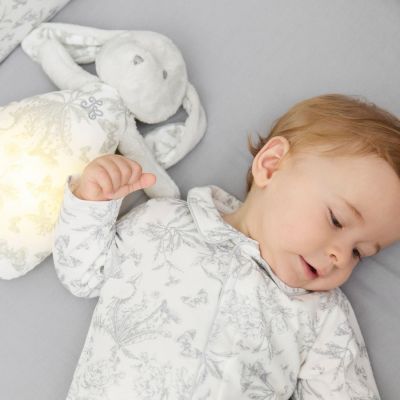 Peluche bruit blanc lapin Toile de Jouy gris