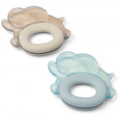 Lot de 2 anneaux de dentition réfrigéré Rita Elephant Sandy-Dove Blue - Liewood