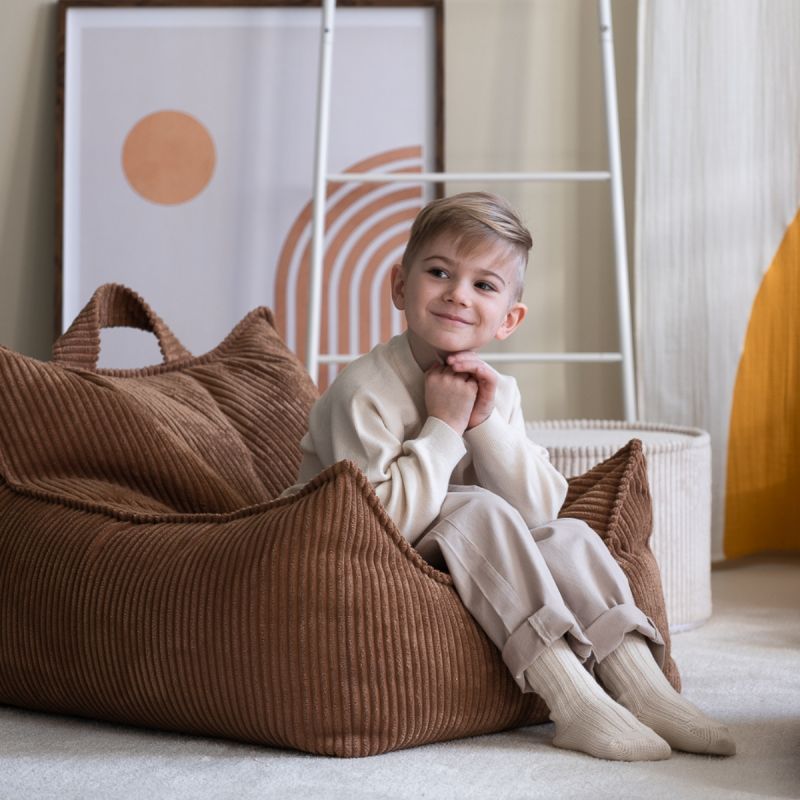 Fauteuil pouf et repose-pieds Toffee velours côtelé Wigiwama Ambiance 7