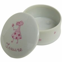 Boîte à dents en porcelaine souris rose personnalisable  par Laetitia Socirat