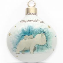 Boule en porcelaine Mon premier Noël Maman ours  par Gaëlle Duval
