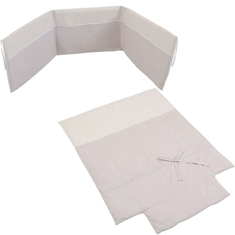 Tour de lit + housse de couette beiges pour lit bébé Nature (60 x 120 cm) Micuna