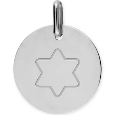 Médaille personnalisable Etoile de David (or blanc 375°) Lucas Lucor