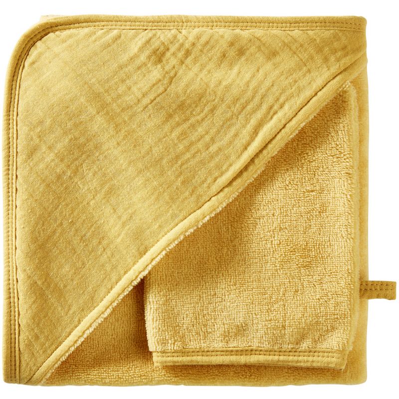Cape de bain + gant en bambou moutarde blush Mix & Match (70 x 70 cm) BB & Co