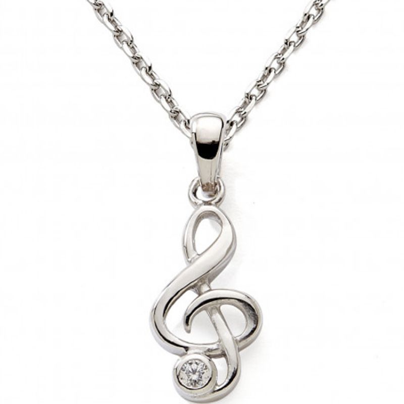 Collier Clef de sol 42 + 3 cm (argent) Baby bijoux