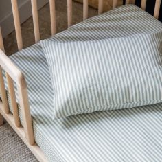 Taie d'oreiller en percale de coton Rayé Bleu Ardoise (40 x 60 cm)