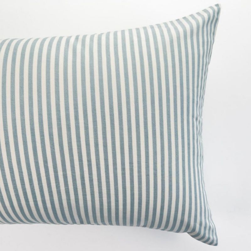 Taie d'oreiller en percale de coton Rayé Bleu Ardoise (40 x 60 cm) Kadolis Produit 3