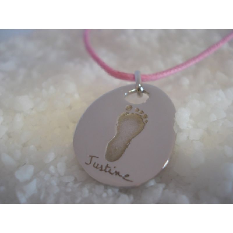 Pendentif empreinte mini galet trou rond avec bélière (argent 925°)  Les Empreintes