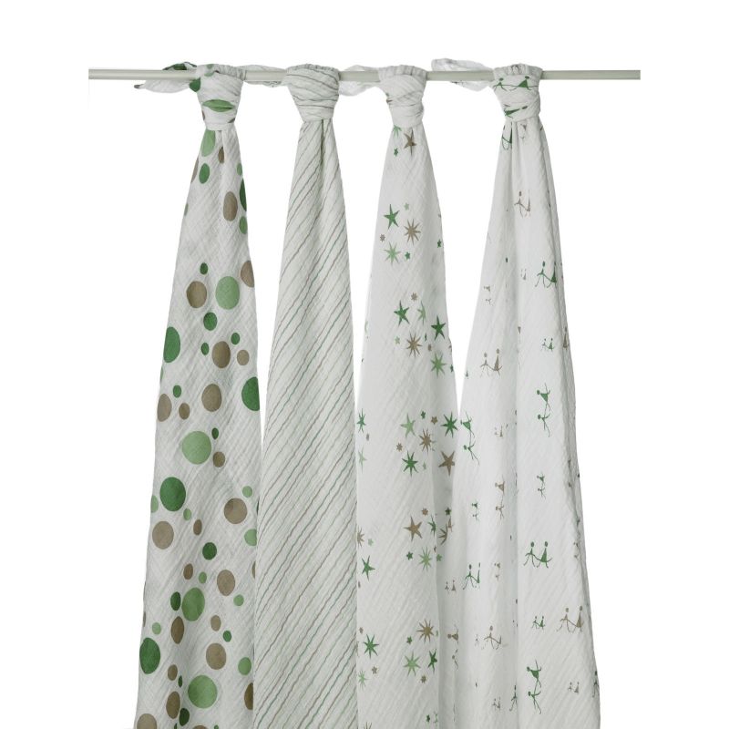 Lot de 4 maxi-langes Pois vert aden + anais