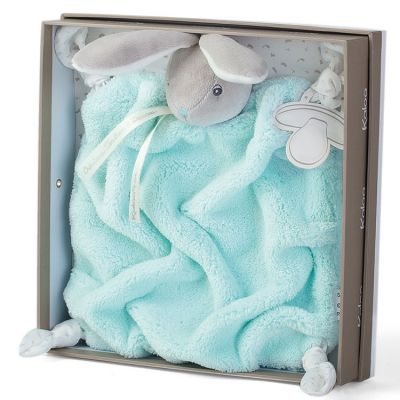 Doudou attache sucette lapinou Plume aqua (20 cm) Kaloo